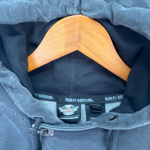 Harley Davidson Motorcycles Hoodie Large Gray Metal Clasp Winter Elbow Shirt L - Picture 4 of 7